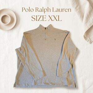 Polo Ralph Lauren Estate Rib 100% Cotton Quarter Zip Sweater XXL Beige